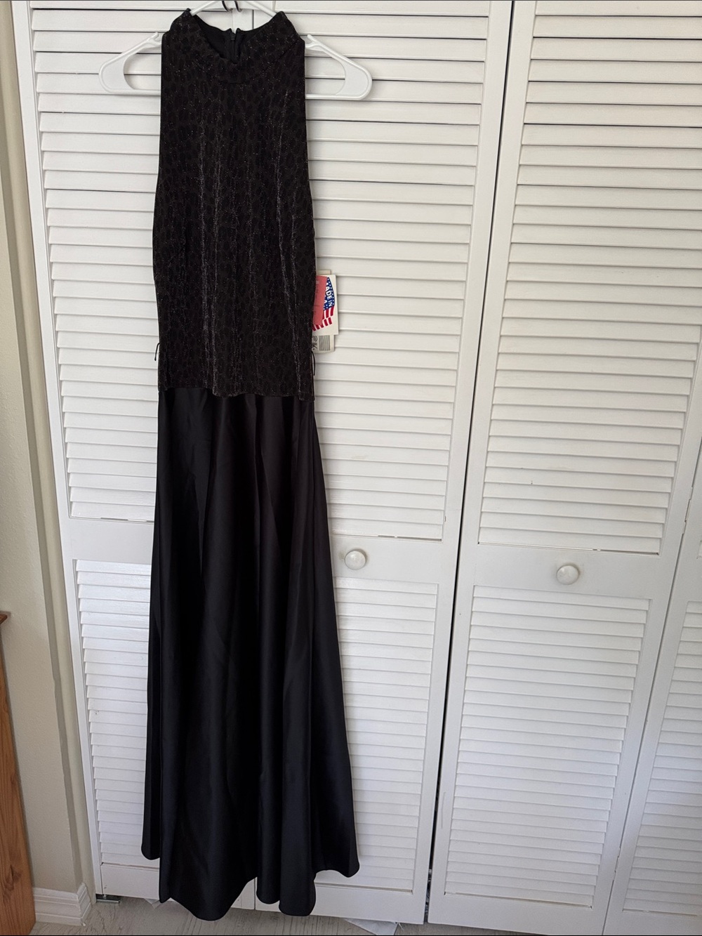 NWT Susan Roselli Halter-Style Evening Gown w Sparkle Animal Print Bodice, 8